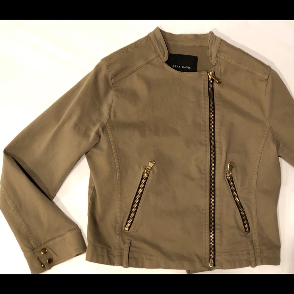 ZARA Olive green Moto jacket size L